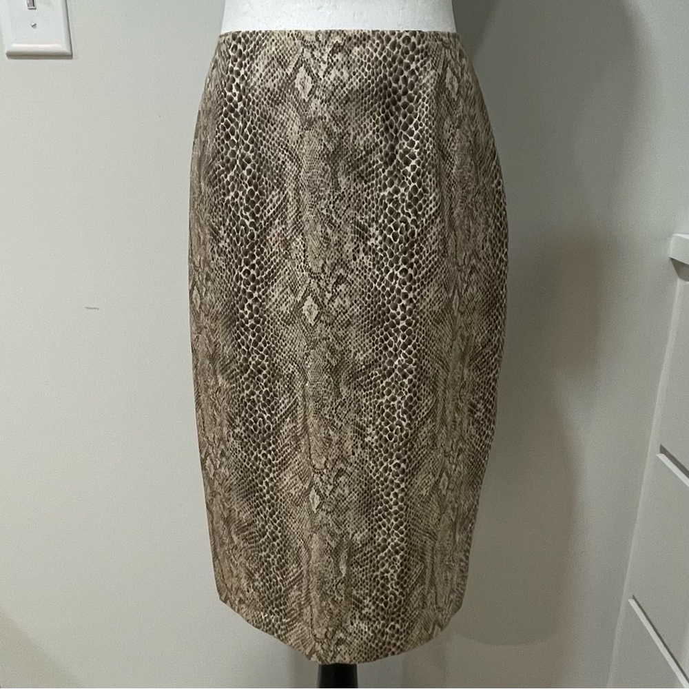 Burns 100% Silk Pencil Skirt Snake Snakeskin Animal Print Made in USA Work Boss